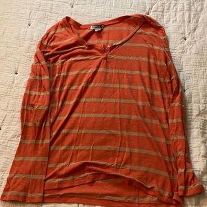 Orange and tan striped long sleeve shirt